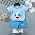 thumbnail image 2 of Hessimy Toddler Boy Print Short Sleeve Shirt & Casual Shorts Set Summer Outfits Clothes,Summer Essential（Blue,18-24 Months), 2 of 4