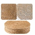 thumbnail image 4 of Straw Woven Placemats Set - Natural Rush Weave Table Mats, Heat Resistant Insulation Pads, Straw Pot Holders for Kitchen Dining, Style A, Size L, 4 of 4