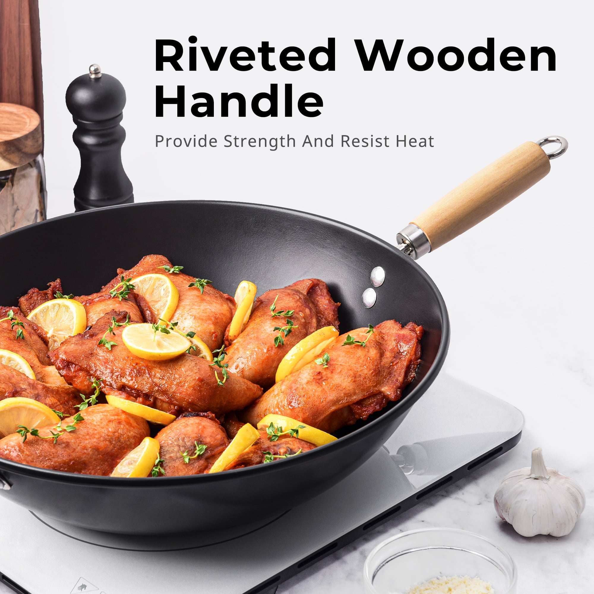 Mainstays Easy clean, hand wash recommended Carbon Steel, Non-Stick, NS Wok
