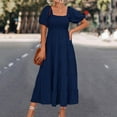 thumbnail image 4 of Sngxgn Women's Spaghetti Straps Dresses Split Hem Ruched Bodycon Dress(Blue,XL), 4 of 6