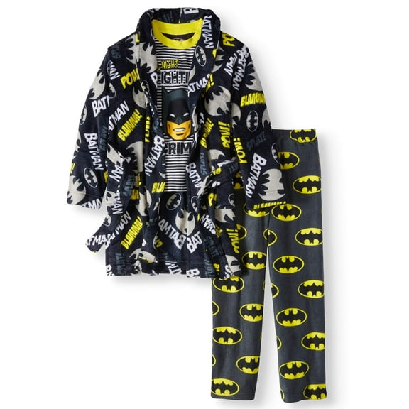 Batman Boys 3 Piece Pajama Robe Set