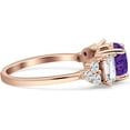 thumbnail image 6 of Vintage Style Round Three Stone Ring Amethyst Cubic Zirconia Rose Tone 925 Sterling Silver, Size 5, 6 of 7
