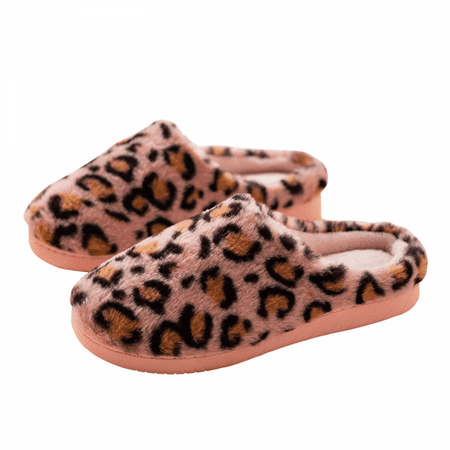 

JUSTUP Women Slipper Leopard Print Cozy Slip On Memory Foam（5-6）