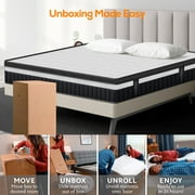 Queen Mattress, 14 Inch Memory Foam Mattress Queen Size, Innerspring Hybrid Queen Bed Mattress in a Box Medium Firm with Motion Isolation & Strong Support & Pressure Relief, CertiPUR-US