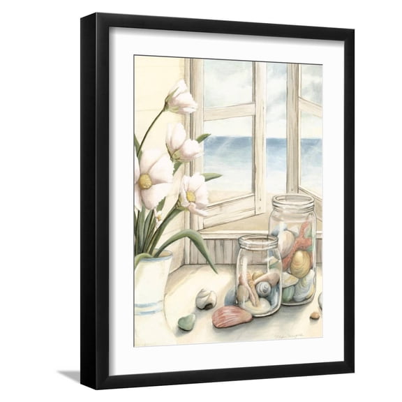 Art.com Small Beach House View I Art Print by Megan Meagher, Black Frame Wall Art, 17" x 21"