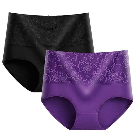 ATOYSOY Women s Hip Lifting Cotton Panties  Boy Shorts 2 Pack Stretchy Clearance Solid Lace Panty Comfy Underpants Multipack Shapewear Control Briefs for Ladies Purple XXXXXL