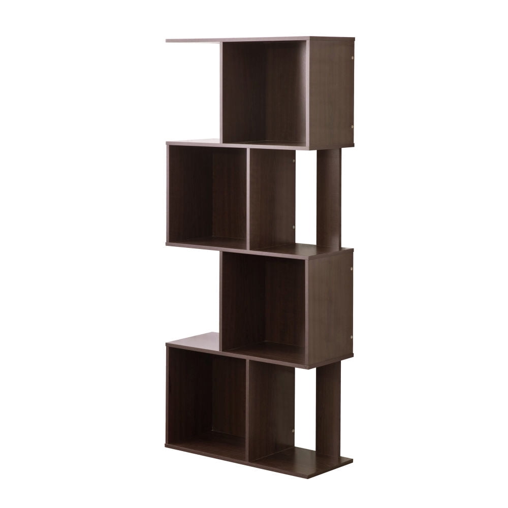 Kepooman 4 Layers Home Office Modern Storage Organizer Z-shelf for Bedroom Study Room, Cherry Wood Kepooman 4 Layers Home Office Modern Storage Organizer Z-shelf for Bedroom Study Room, Cherry Wood