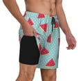 thumbnail image 2 of Kdxio Watermelon Print Men's Swim Trunks with Compression Liner 7 Inch Inseam Quick Dry Swim Shorts, 2 of 7