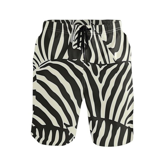 ALAZA Men's Swim Trunks Zebra Black Print Beach Shorts with Pockets M