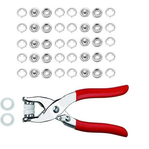 NOGIS Snap Fasteners Kit - 100 Sets Pearl-Like Prong Snap Buttons with Fastener Pliers Press Tool Kit for Sewing Crafting