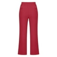 thumbnail image 7 of QLEICOM Women's Wide Leg Pants Casual Trousers Straight Leg Drawstring Elastic High Waist Loose Comfy Trousers with Pockets Red S, US Size 4, 7 of 7