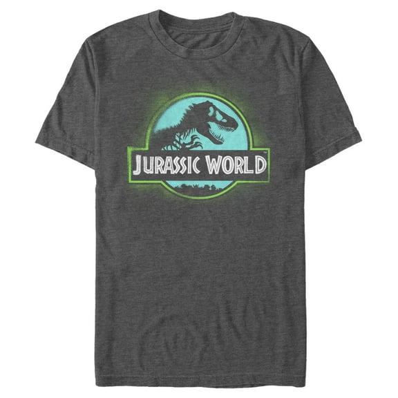 Men's Jurassic World T. Rex Spray Paint Logo  Graphic Tee Charcoal Heather Large
