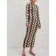 thumbnail image 1 of Summer Women Striped Knitted Maxi Dress Elegant O-neck Flare Long Sleeve Bodycon Dress Ladies Fashion Streetwear Party Dresses, 1 of 5