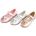 thumbnail image 2 of Zapatos de cuero para niñas, zapatos de princesa con diamantes de imitación, zapatos de primavera y otoño para niños con suela suave de cristal, zapatos blancos, 2 of 5