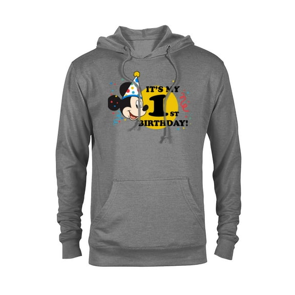 Disney Mickey Mouse 1st Birthday - Pullover Hoodie for Adults- Customized-Graphite Heather