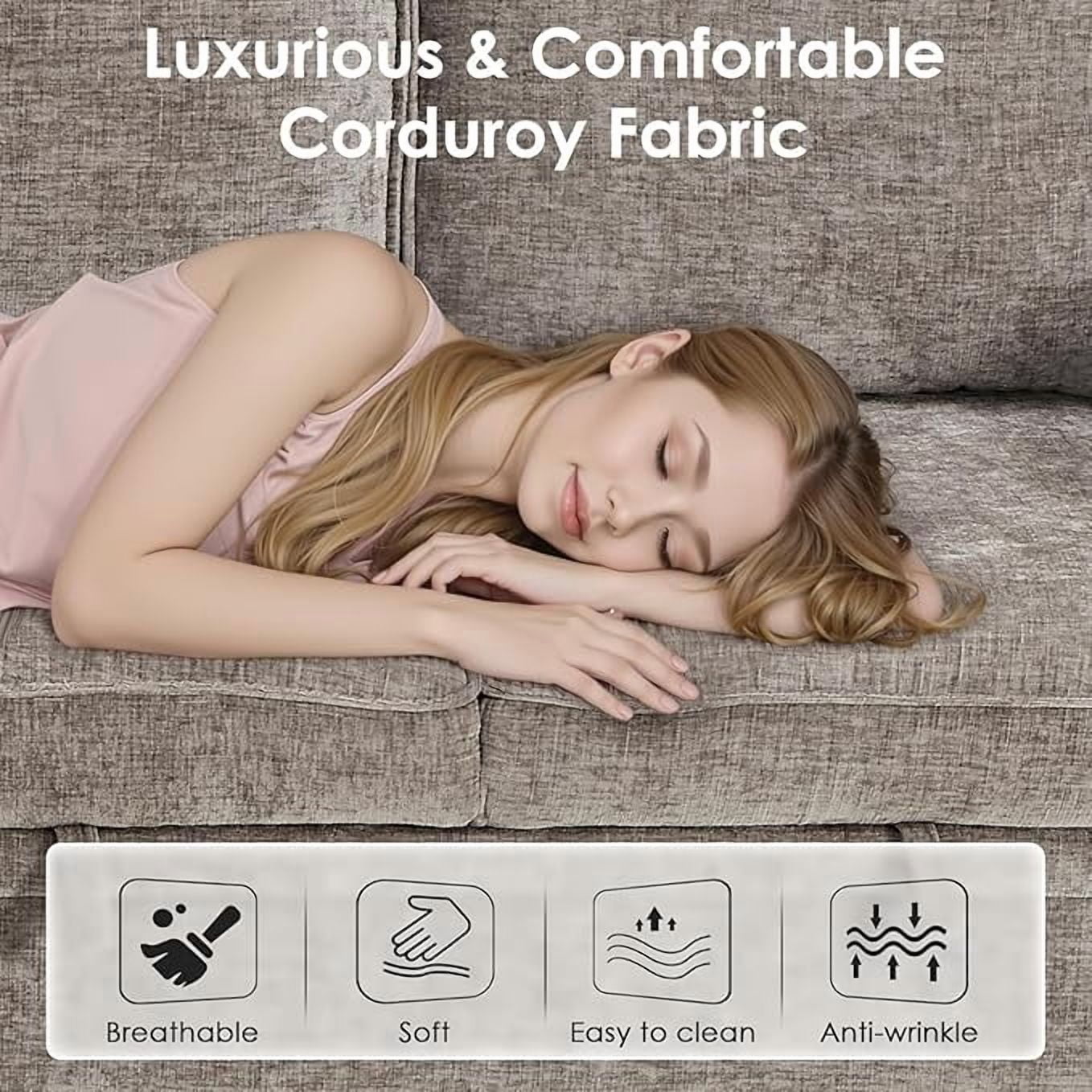 81" Modular Sectional Sofa, L Shaped 5-Seater Sleeper Sofa with Pull Out Bed, Hidden Storage, Cup Holders & USB Charging Ports, Sectional Couches for Living Room，Chenille，Light Brown