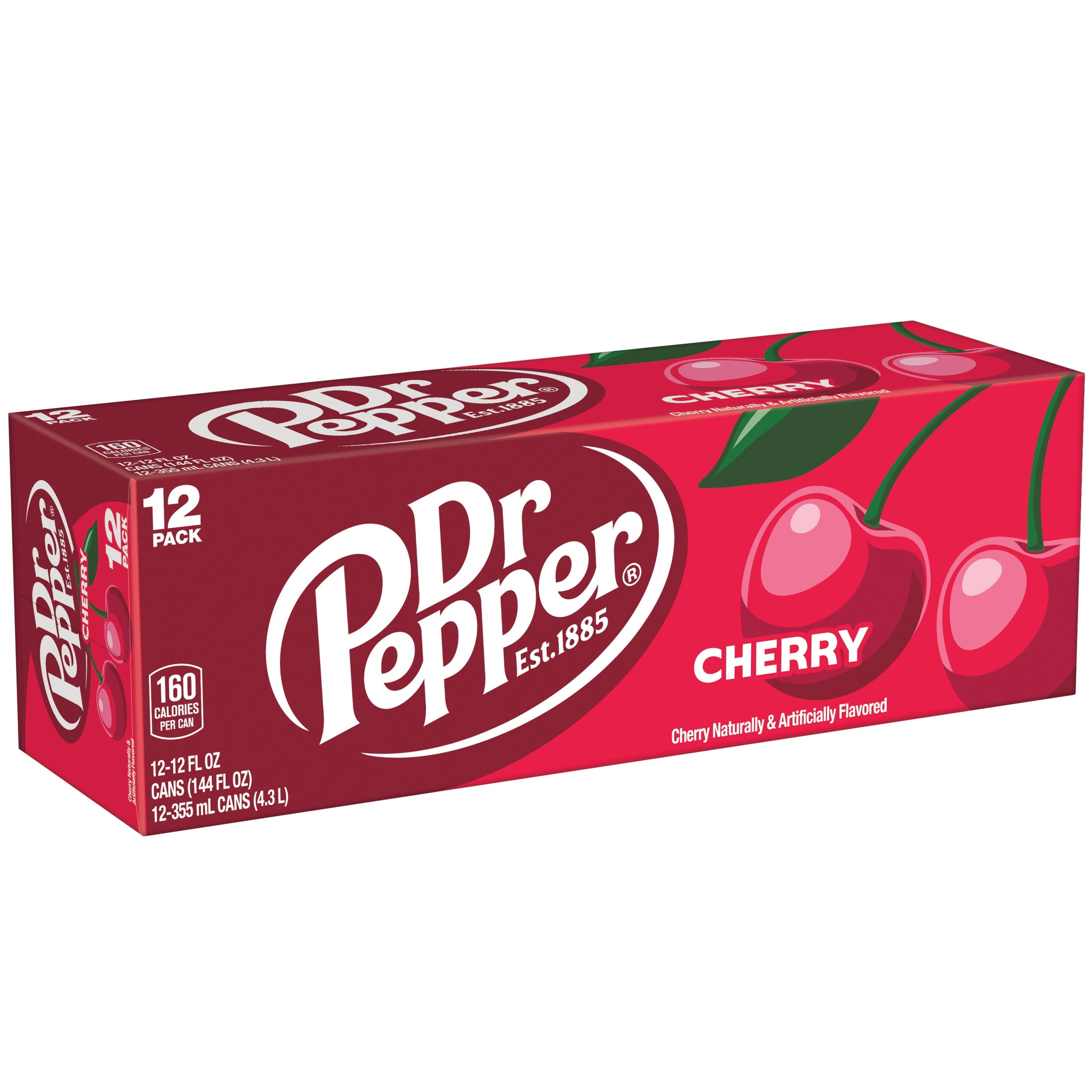 Dr Pepper Cherry Soda Pop, 12 fl oz, 12 Pack Cans