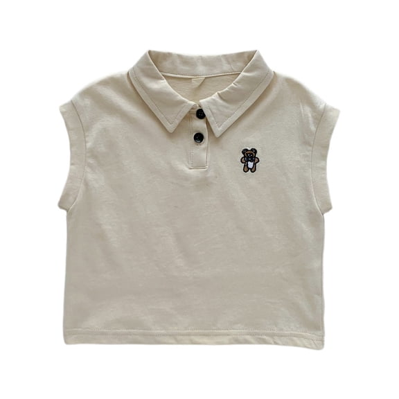 MXIEZI 1-5 Years Baby Boys Lapel T Shirt Summer Cotton Short Sleeve Tees Tops Solid Colour Embroidered Shirt for Toddler Boys