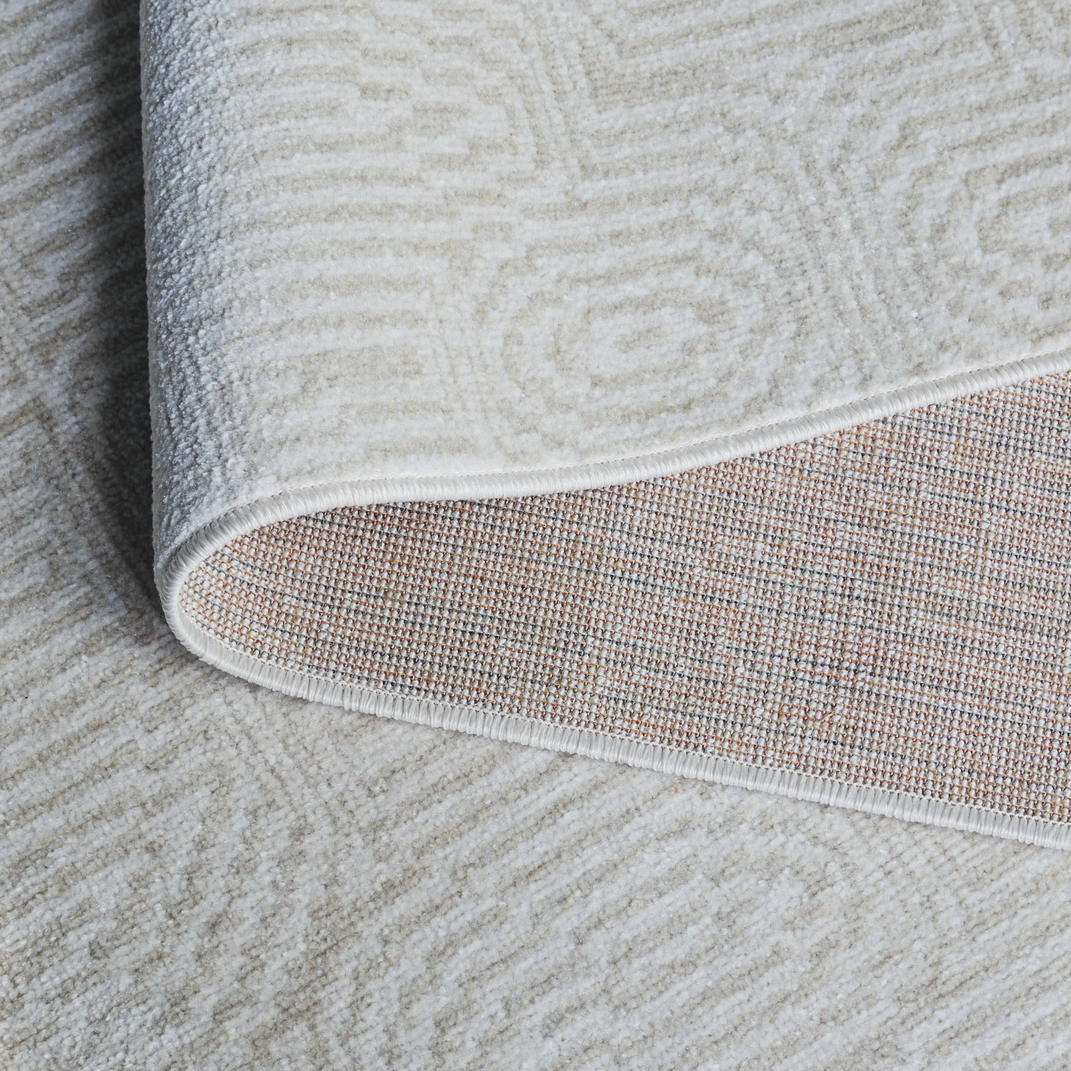 SAFAVIEH Bayside Hubert Texture Polyester Machine Washable Area Rug, Ivory/Light Gray, 4' x 6'