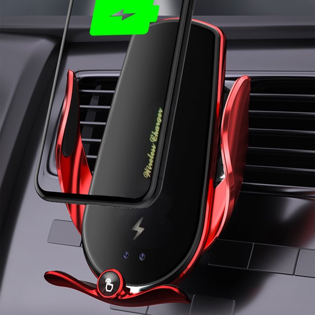 EGNMCR Wireless Car Charger Mount For Car Vent 15W Qi Fast Charging Auto- Clamping Car Hands Phone Holder Mount For Smartphone Compatible With IOS & Android, Gift