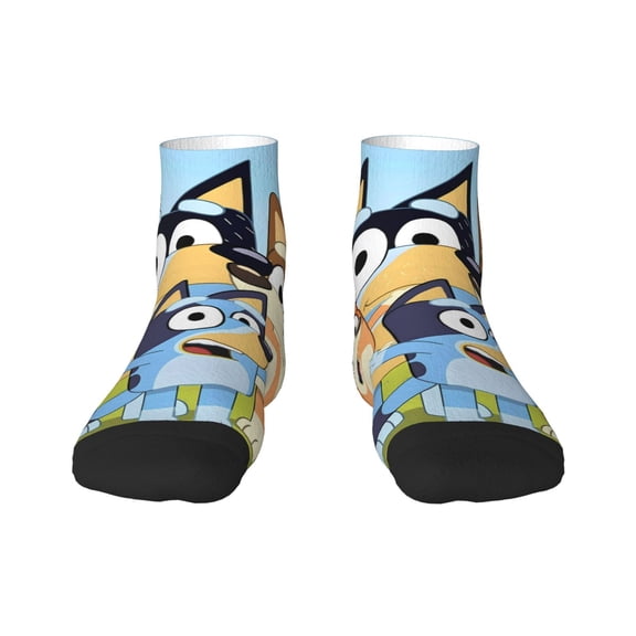 Silaia Bluey Print Adult Socks,Ankle Athletic Running Socks,Cushioned Breathable Low Cut Sports Tab Socks for Men and Women,Moisture-Wicking Crew Socks
