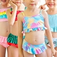 thumbnail image 5 of Toddler Baby Girls Summer Swimsuit Sleeveless Striped Swimwear Two-Piece Suit Beach Bikini Kids Bathing Suits Shorts, 5 of 6