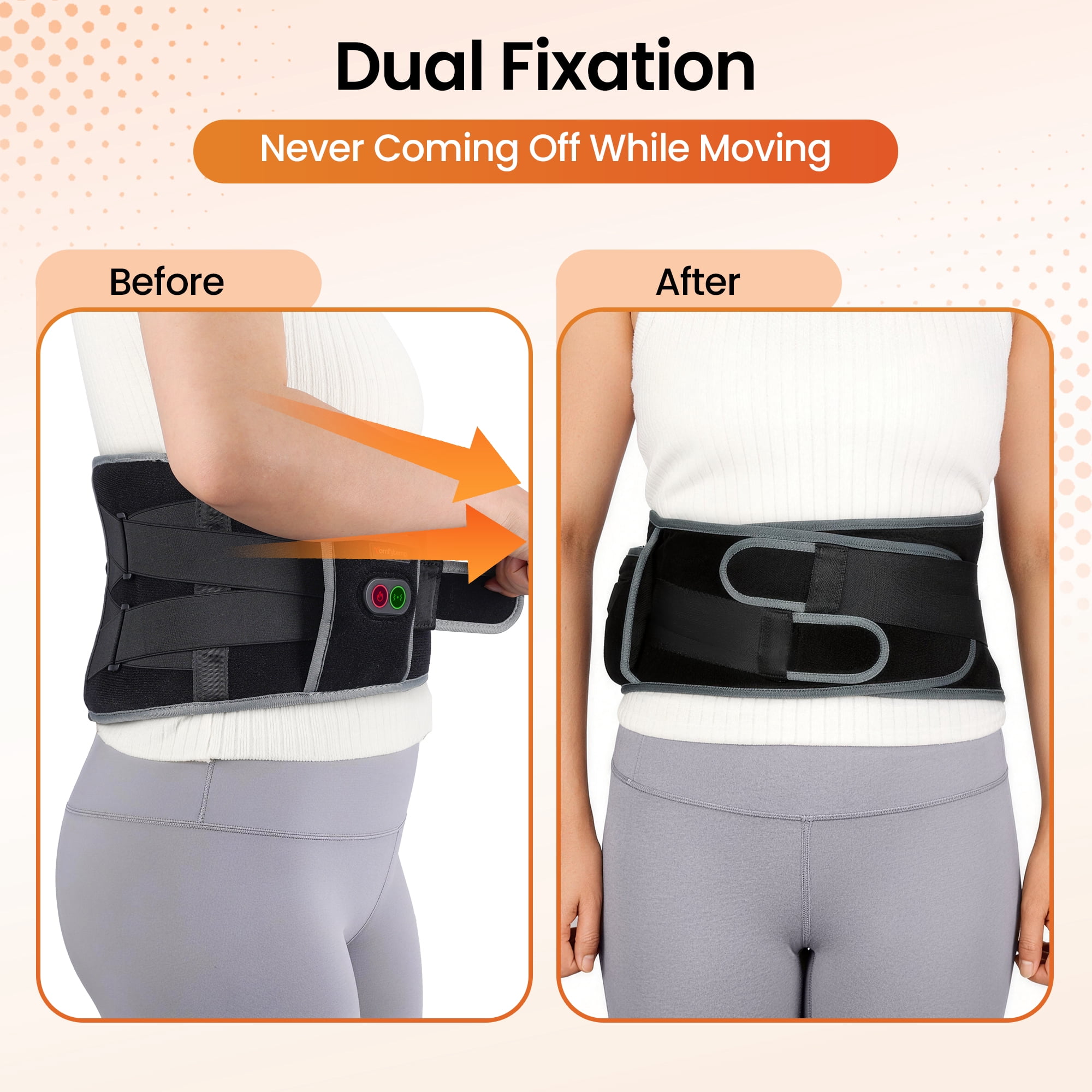 Comfytemp Cordless Heating Pad with Vibrating Massage for Back Discomfort, Battery Power Waist Belt, Gifts for Mom/Dad/Yourself, Black