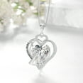 thumbnail image 6 of Juwaliy Couple Necklace for Women 925 Sterling Silver Heart April Birthstone Pendant Engraved Wedding Engagement Jewelry Valentines Day Gift for Her Wife Bride Girlfriend, 6 of 10
