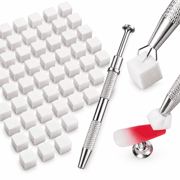 RAIRSKY Soft Sponges with Grabbing Pen for Ombre and Aura Nail Art with Brush, Professional Manicure Nail Art Tools Accessories Supplies, 100 Pieces Nail Sponges
