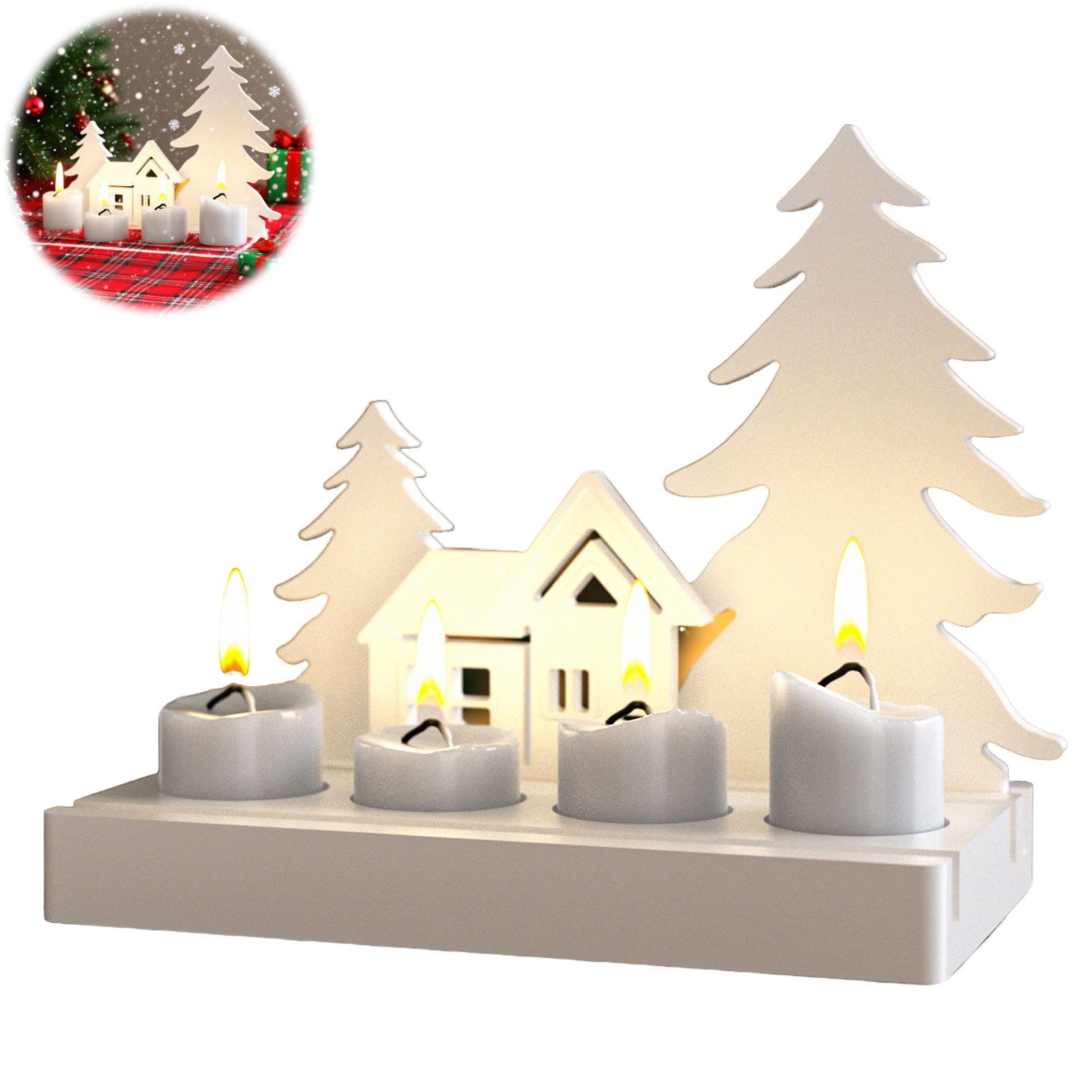 OIUR 7Pcs Silicone Molds Eco-friendly Easy to Clean Reusable Christmas Candle Holder Casting Moulds Party Supplies for DIY