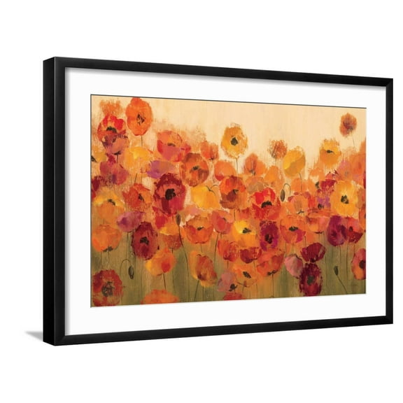Art.com Summer Poppies Art Print by Silvia Vassileva, Black Frame Wall Art, 29" x 21"