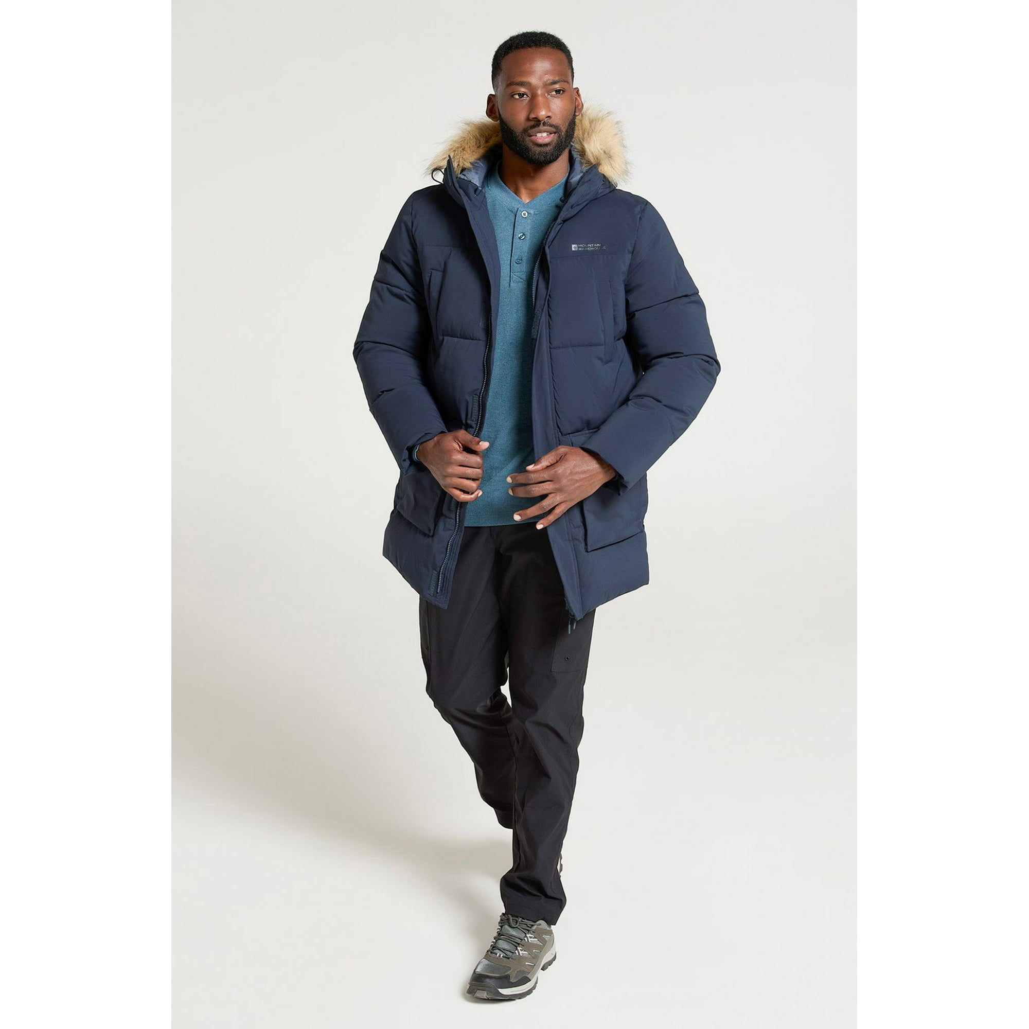 Mountain Warehouse Fern Mens Water Resistant Insulated Parka Navy Size XS