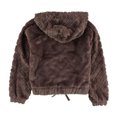 thumbnail image 2 of Crave Fame Womens Faux Fur 1/4 Zip Hoodie Sweatshirt, brnoverflw, Juniors, XS, 2 of 2