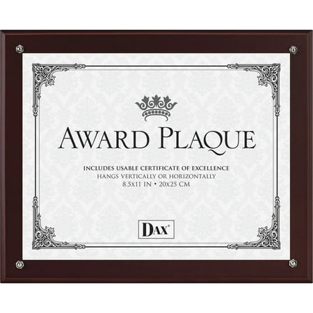 DAX Plaque-In-An-Instant Kit w/Certs & Mats, Wood/Acrylic Up to 8 1/2 x 11, Mahogany