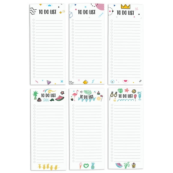 Inkdotpot Pack of 6 Funny Magnetic Dry Erase List For Fridge, Wipe Clean w/ NoStain, Quick Notes Shopping & Grocery List Whiteboard for Fridge, 8.75" x 3.8"(Tropical)