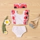 thumbnail image 4 of Augper Toddler Baby Girls Floral Swimwear Ruffle SwimSuit Bathing Suit Beach Wear Set, 4 of 9