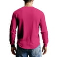 thumbnail image 6 of Men's Casual Knit Button Up Long Sleeve Henley Shirt, Top for Fall Winter, Layering Piece and Versatile Wardrobe Essential,Hot Pink,L, 6 of 9