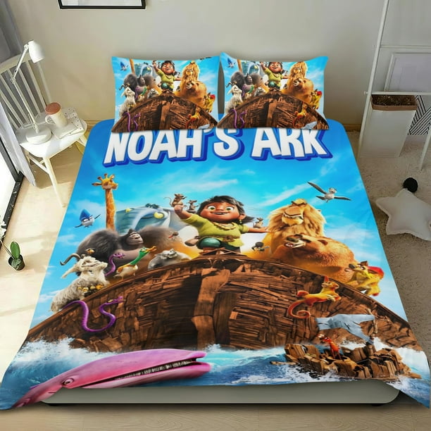 El Arca de Noé Conjunto de sábanas temático, trío de piezas, cómodo y amigable con la piel, diseño único, regalo de decoración para el hogar para familiares, amigos y fans,140cm *210cm