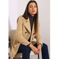 thumbnail image 2 of Unique Bargains Women's Notched Lapel Double Breasted Mid Length Overcoat, 2 of 7