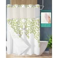 thumbnail image 2 of No Hook Shower Curtain with Snap in Liner, Watercolor Summer Blue Vine Leaves White Hotel Shower Curtains for Bathroom, Washable Shower Curtain Liner Set with Mesh Top Window, 72"x84", 2 of 6