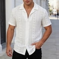 thumbnail image 6 of Daiosportswear Men'S Eyelets Summer Lapel Shirts - Loose Button Down Short Sleeve Hawaiian Beach Shirts White XL(XL), 6 of 8