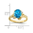 thumbnail image 3 of Auriga 14k Yellow Gold 9x7mm Oval Blue Topaz A Diamond Men's Ring Size- 6, 3 of 4