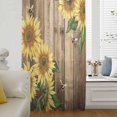 thumbnail image 6 of Sunflower Sheer Curtains 63 Inches Long, Farmhouse Floral Bee Brown Vintage Wood Grain Light Filering Curtains, Breathable Simi Curtain Privacy Drapes for Living Room Bedroom Window Treatment, 6 of 9