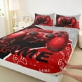 thumbnail image 3 of Feelyou Cartoon Game Console Queen Sheet Sets for Kids, Gamepad Gaming Flat Sheet, Chic Check Honeycomb Red Queen Fitted Sheet, Super Cozy Room Decor, 4-Piece, 3 of 7