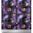thumbnail image 1 of Soimoi Purple polyester Crepe Fabric Moon & Planet Galaxy Decor Fabric Printed Yard 42 Inch Wide, 1 of 3