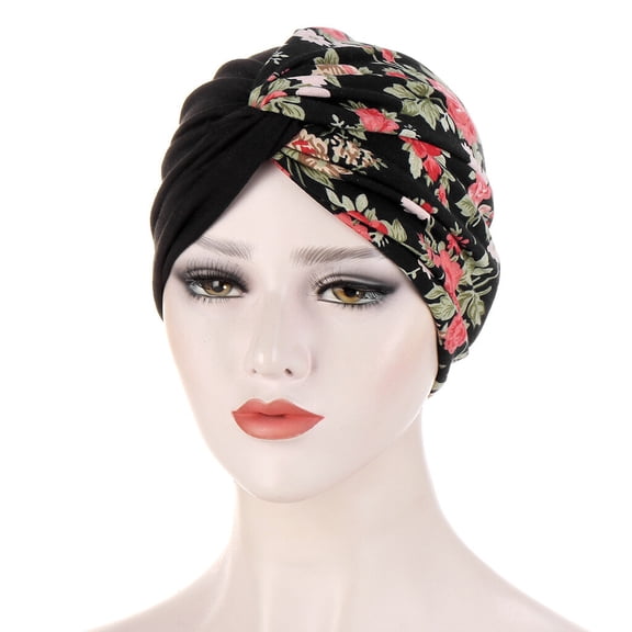 Women Floral Knot Turban Hats Stretchy Headwear Mixed Color Hair Head Wrap Caps