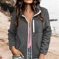 thumbnail image 6 of MaFYtyTPR Women Fleece Jacket Stand Collar Full Zip Coat with Chest Pocket Warm Winter Outerwear for Outdoor Activity A-Dark Gray XXL, 6 of 6