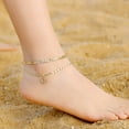 thumbnail image 4 of Turandoss 14K Gold Plated Ankle Bracelet for Women Cute Initial Charm Waterproof Anklets Adjustable Layered Chain CZ Letter Jewelry Gift for Women, 4 of 8