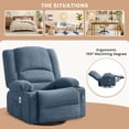 thumbnail image 6 of JONPONY Heated Manual Massage Recliner with 360° Swivel Rocker, Comfy Single Sofa with Side Pockets and Cup Holders for Living Room, Bedroom, and Home Theater, Blue, 6 of 10