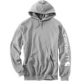 thumbnail image 1 of Carhartt Men's Signature Sleeve Logo Midweight Sweatshirt Hooded,Heather Grey,Large, 1 of 4
